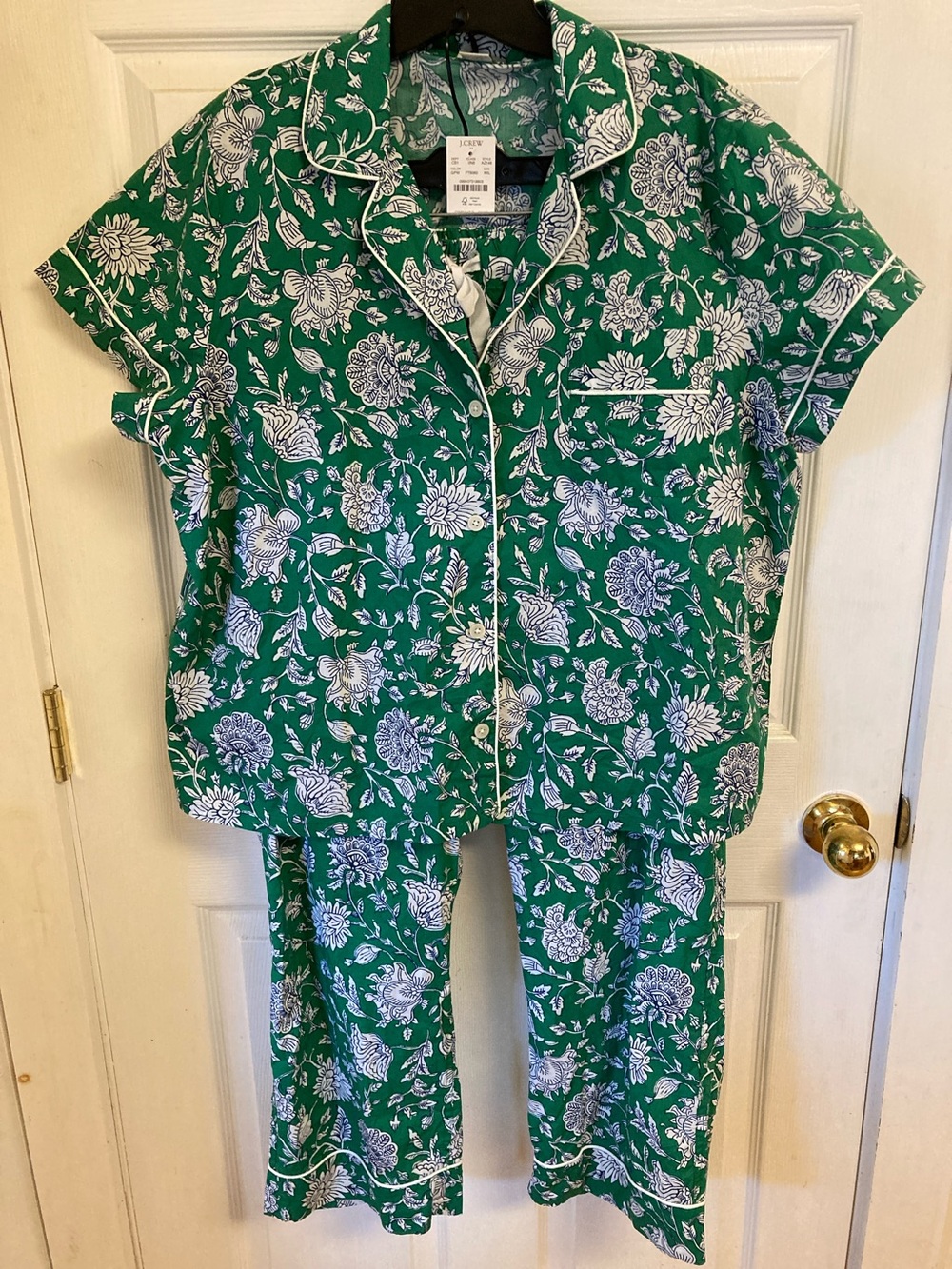 J. Crew Green Floral Short-Sleeve Pajama Set